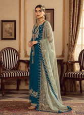 Sara Rohale Asghar Zinc Blue Formal Collection Raw Silk Replica